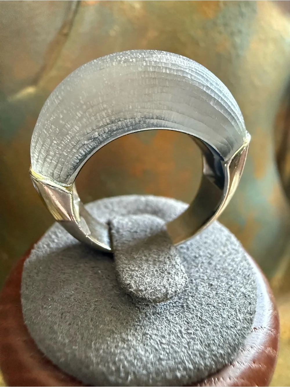 Alexis Bittar Blue Textured Lucite Dome Ring Size 8 Designer Statement